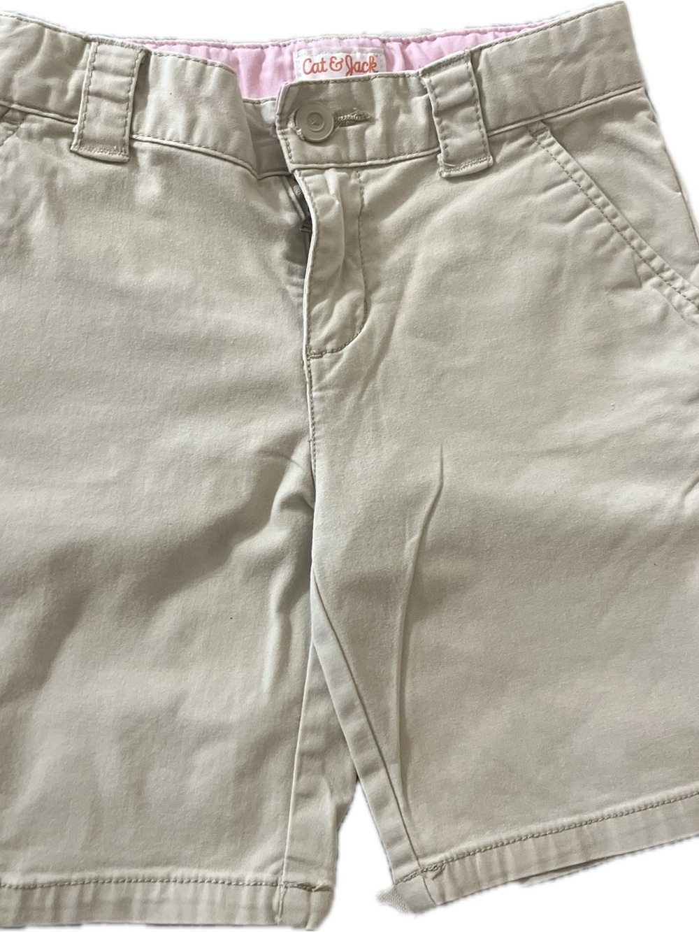 Cat & Jack Beige Flat-Front Unisex Casual Shorts
